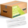 1000 Individually Wrapped Plastic Forks | Bulk Individual Wrapped Disposable White Medium Weight Fork | Packaged Plasticware Silverware Cutlery Utensils To Go Prepackaged For Take-Out Party Supplies view 1
