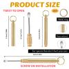 2 PCS Ear Wax Removal Tool, Brass Ear Scoop Folding Type Copper Ear-Pick Cleaner Portable Ear Wax Removal Tools Spiral Ear Clean Tool Attached A Key Ring Mini Tool Supplies, Gold view 2
