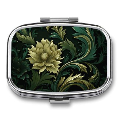First Aid Kit - Ockable Medication Storage Box, Dark Green and Green Style Printed Cute and Lightweight Pill Box Household Daily Medicine Cabinet