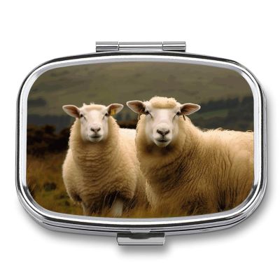 First Aid Kit - Ockable Medication Storage Box, Two White Sheep Printed Cute and Lightweight Pill Box Household Daily Medicine Cabinet