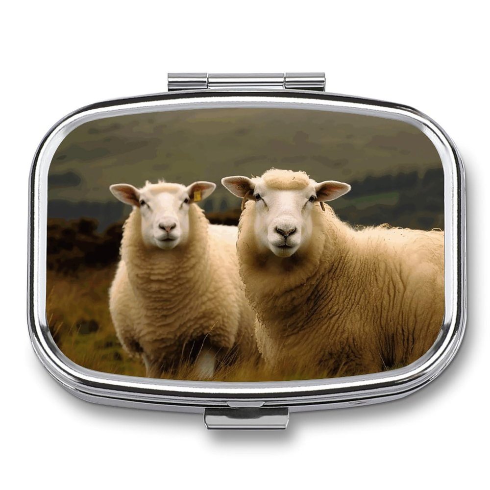 First Aid Kit - Ockable Medication Storage Box, Two White Sheep Printed Cute and Lightweight Pill Box Household Daily Medicine Cabinet