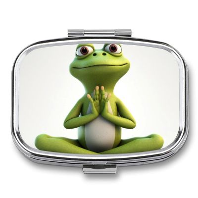 First Aid Kit - Ockable Medication Storage Box, The Funny Frog Doing Yoga Printed Cute and Lightweight Pill Box Household Daily Medicine Cabinet