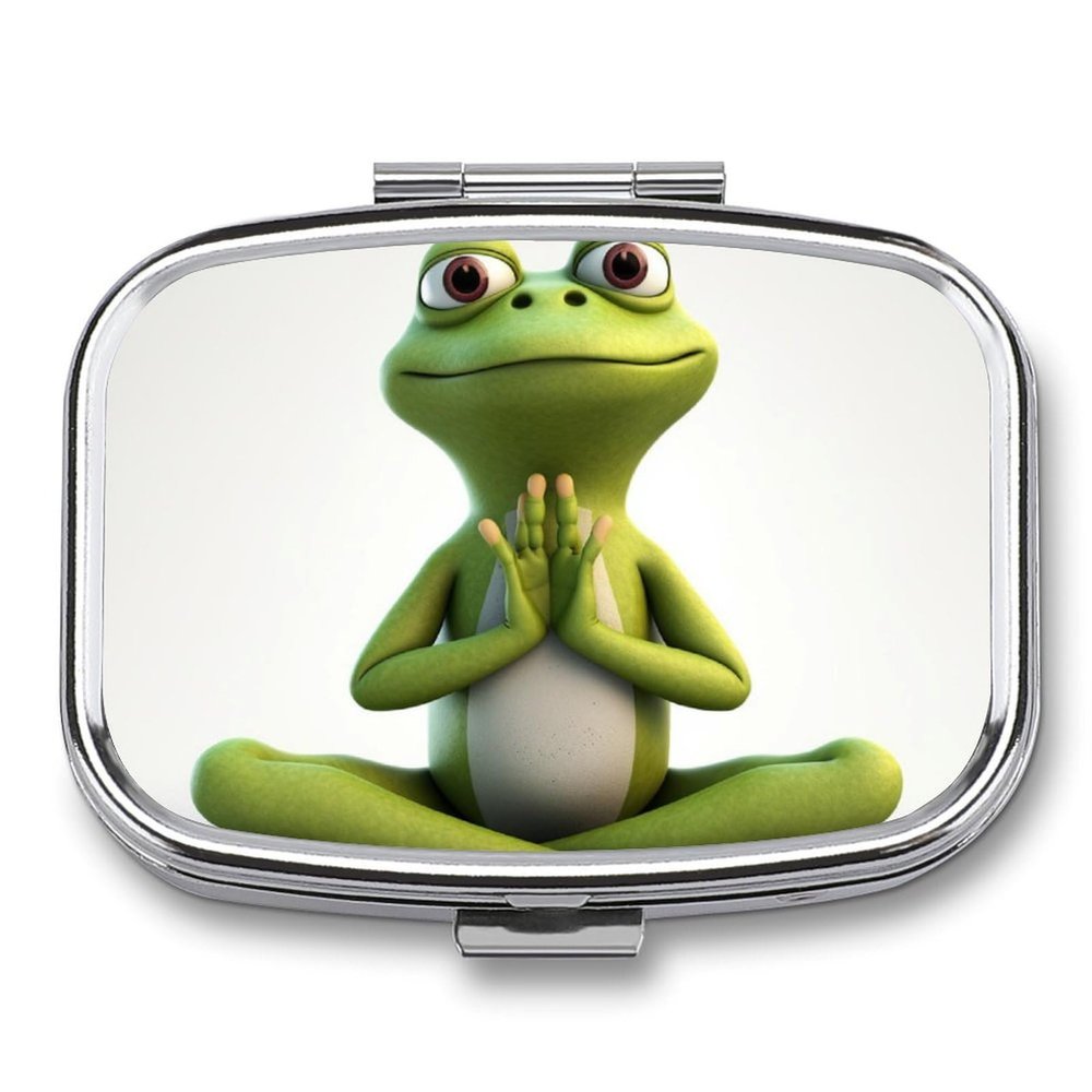 First Aid Kit - Ockable Medication Storage Box, The Funny Frog Doing Yoga Printed Cute and Lightweight Pill Box Household Daily Medicine Cabinet
