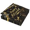 20 Pack Happy Retirement Napkins Black Gold Retirement Party Decorations Disposable Dinner Paper Napkins Farewell Cocktail Napkins for Women Men Retirement Party Supplies,6.5 * 6.5inch Folded view 1