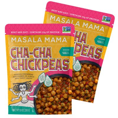 Masala Mama Tender Tangy Chickpeas - Heat and Eat Indian Food - Prepared Meals Ready to Eat - Non-GMO & Vegan Prepared Foods - Microwave Meals - Ready in 60 Seconds (Pack of 2)