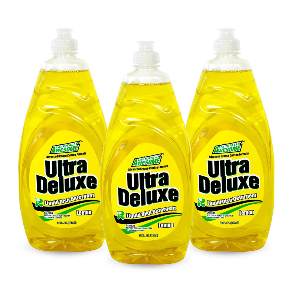 La's Totally Awesome Dish Soap Liquid  Lemon Scent (30 fl oz, Pack of 3)  Grease-Fighting Dishwashing Liquid from Awesome Cleaner Brand