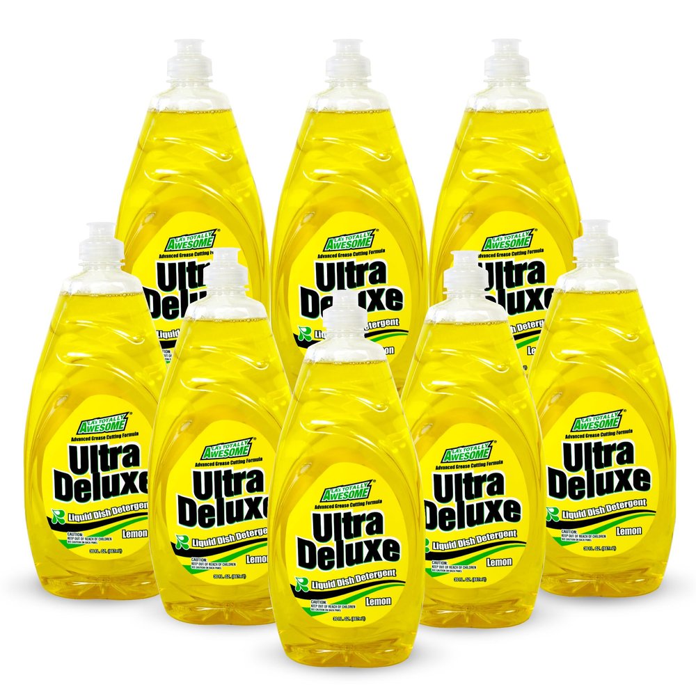 La's Totally Awesome Dish Soap Liquid Lemon Scent (30 fl oz, Pack of 8) Grease-Fighting Dishwashing Liquid from Awesome Cleaner Brand
