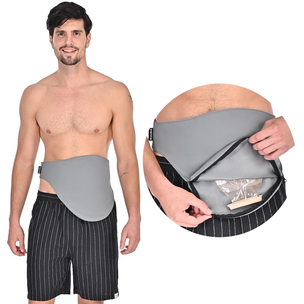 WansMed Ostomy Bag Covers for Men and Women, Ostomy Belt for Sports and Daily Life, Colostomy Supplies, Gray (XL)