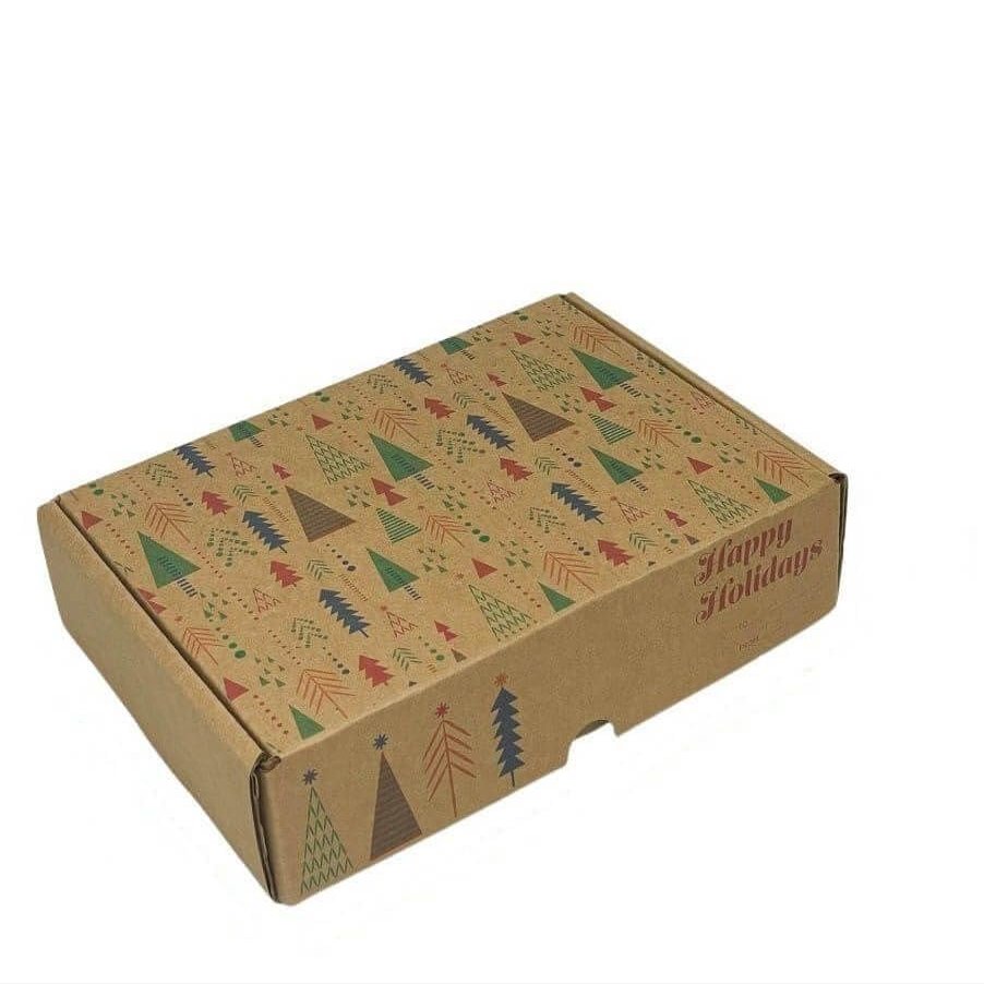 Ucanpack Christmas Box 12 x 9 x 3" - 50 Pack Xmas Pine Trees Printed Holiday Boxes With Lids - Holiday Shipping Box Made In USA Christmas Box Cardboard Shipping Boxes