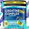 Creatine Monohydrate Gummies 6500mg per Serving for Men & Women - 120 Gummies X5 Strength Sugar Free Chewable Creatine for Muscle Builder, Muscle Strength, Pre-Workout Supplement (Blueberry) view 1