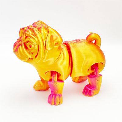 3.9inch 3D Printed Puppy, Pug with Movable Joints in One Piece, Action Figure Gifts for Her/Him,Adults Fidget Toys for Autism ADHD (Laser Red)