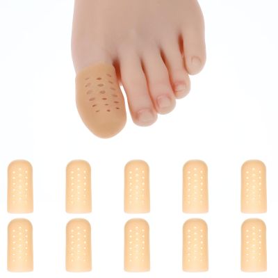 10PCS Silicone Toe Protectors Caps Cover Sleeves with Holes Big Toe Cap Support Breathable Gel Toes Pads Cushions Hammer Toes Splint for Corns Rubbing Ingrown Toenails Daily Comfort Walking Running