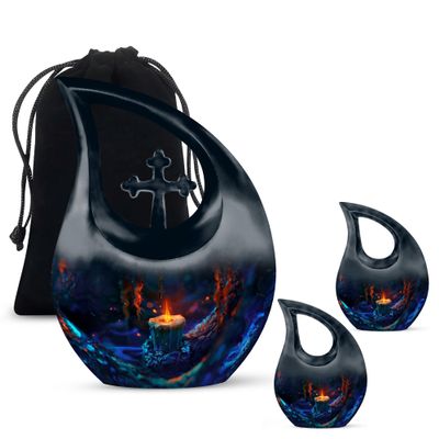 Candle Urn - Urn for Human Ashes Adult - Cremation Urns for Adult Ashes Women & Men - Little Urns for Human Ashes - Human Remains Urns - urns for Human Ashes Adult (Combo - 10" & 4", 3 Pcs)
