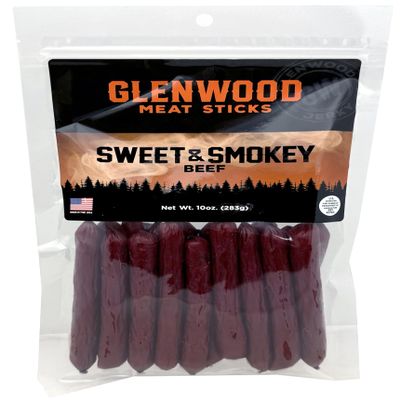 Glenwood Meat Sticks High Protein, 10 Ounce (Sweet & Smokey)