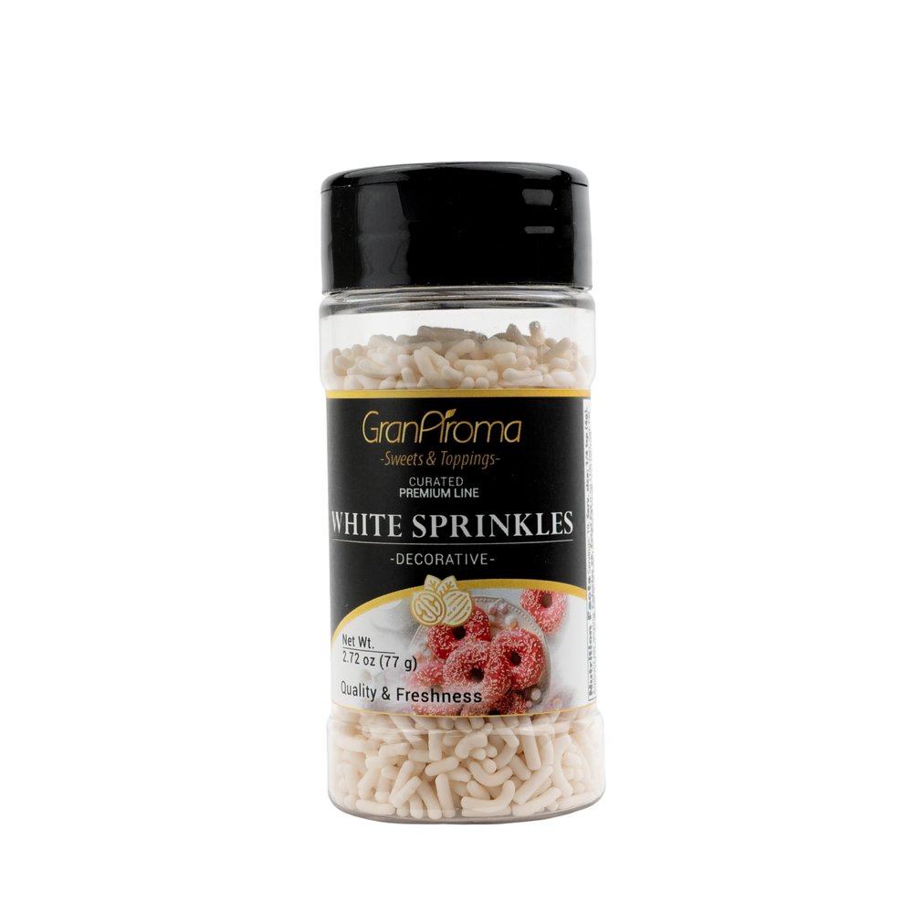 GranAroma White Soft Sprinkles, Delicious Decorative Topping, Festive and Fun Dessert Decorations (White, 2.72 Ounce)