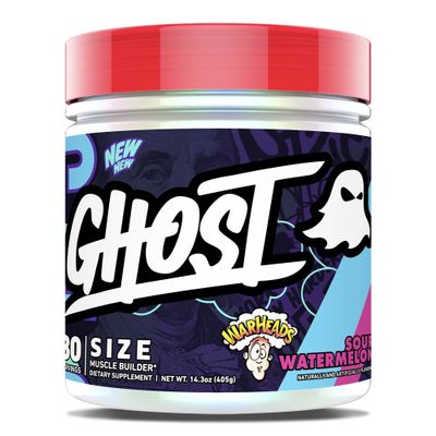 GHOST Size Muscle Builder Dietary Supplement - Warheads Sour Watermelon, 30 Servings  Support Muscle Growth & Strength Building for Men & Women - Creatine & Betaine - Free of Sugar & Gluten