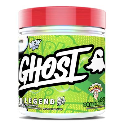 GHOST Legend All Out Pre-Workout Powder, Warheads Sour Green Apple - 20 Servings - Pre-Workout Supplement for Men & Women - Energy & Pumps - Caffeine, Citrulline, Beta Alanine, Betaine & NO3-T