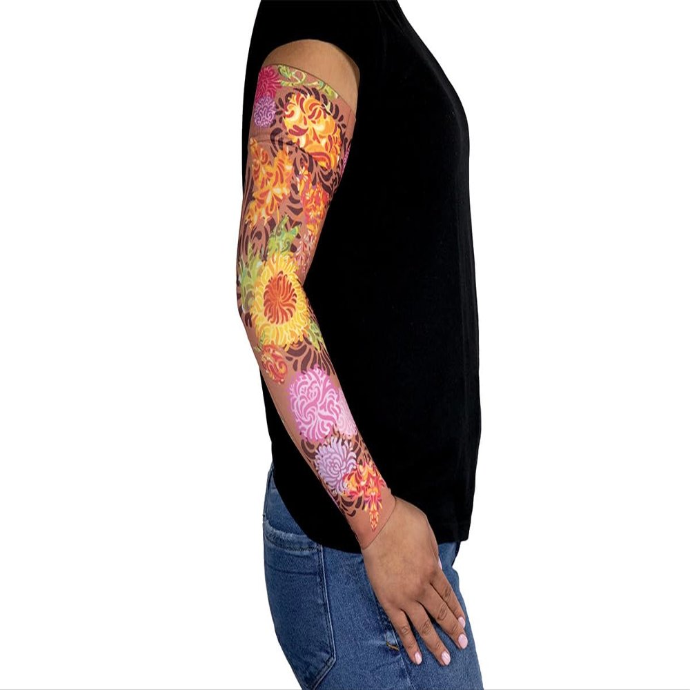 Lymphedivas Pumpkin Spice Medical Graduated Compression Arm Sleeve for Lymphedema (Long 20-30 mmHg Small)