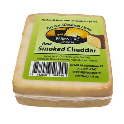 Breezy Meadows Raw Smoked Cheddar 8 oz (Pack of 6)