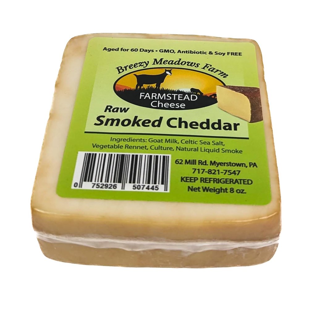 Breezy Meadows Raw Smoked Cheddar 8 oz (Pack of 6)
