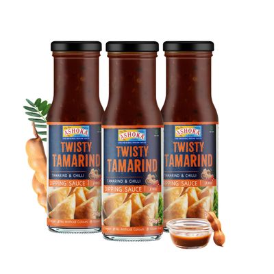 Ashoka Mild Tamarind Sauce | Vegan | Kosher Certified | Great for Dressing, Seasoning & Marinating | Gluten-Free | Authentic Indian Since 1932 | Gourmet Sauce | Pack of 3