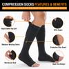Doc Miller Compression Socks with Zipper Open Toe Knee High 15-20 mmHg Compression Stockings for Women & Men, Wide Calf, All-Day Circulation Support for Swelling, Travel, Work & Pregnancy - 1 Pair view 3