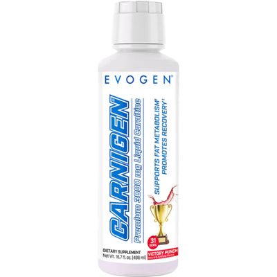 Evogen Carnigen - Liquid Carnitine | Supports Fat Metabolism & Recovery, Caffeine Free | L-Carnitine, Acetyl L-Carnitine | Victory Punch | 31 Servings
