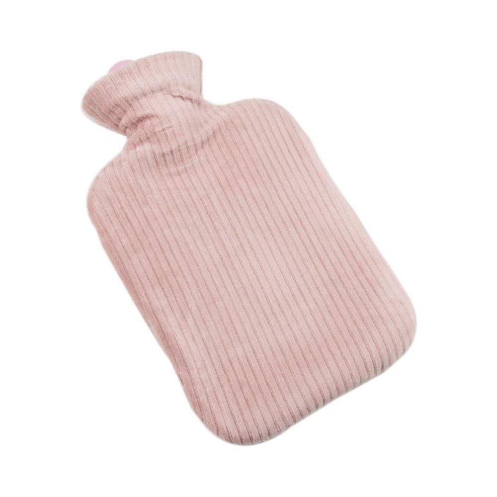 212 Main 800 ml Pure Color Classic Hot Water Bottle with Plush Cover for Heat & Cold Therapy Pink