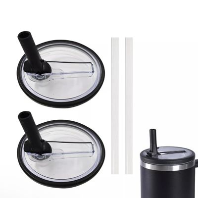 2-Pack Replacement Lids for Stanley Quencher 40oz Tumblers Splash Resistant & Leak Proof Flip Straw Lids Compatible with 40 oz Cups (Black)