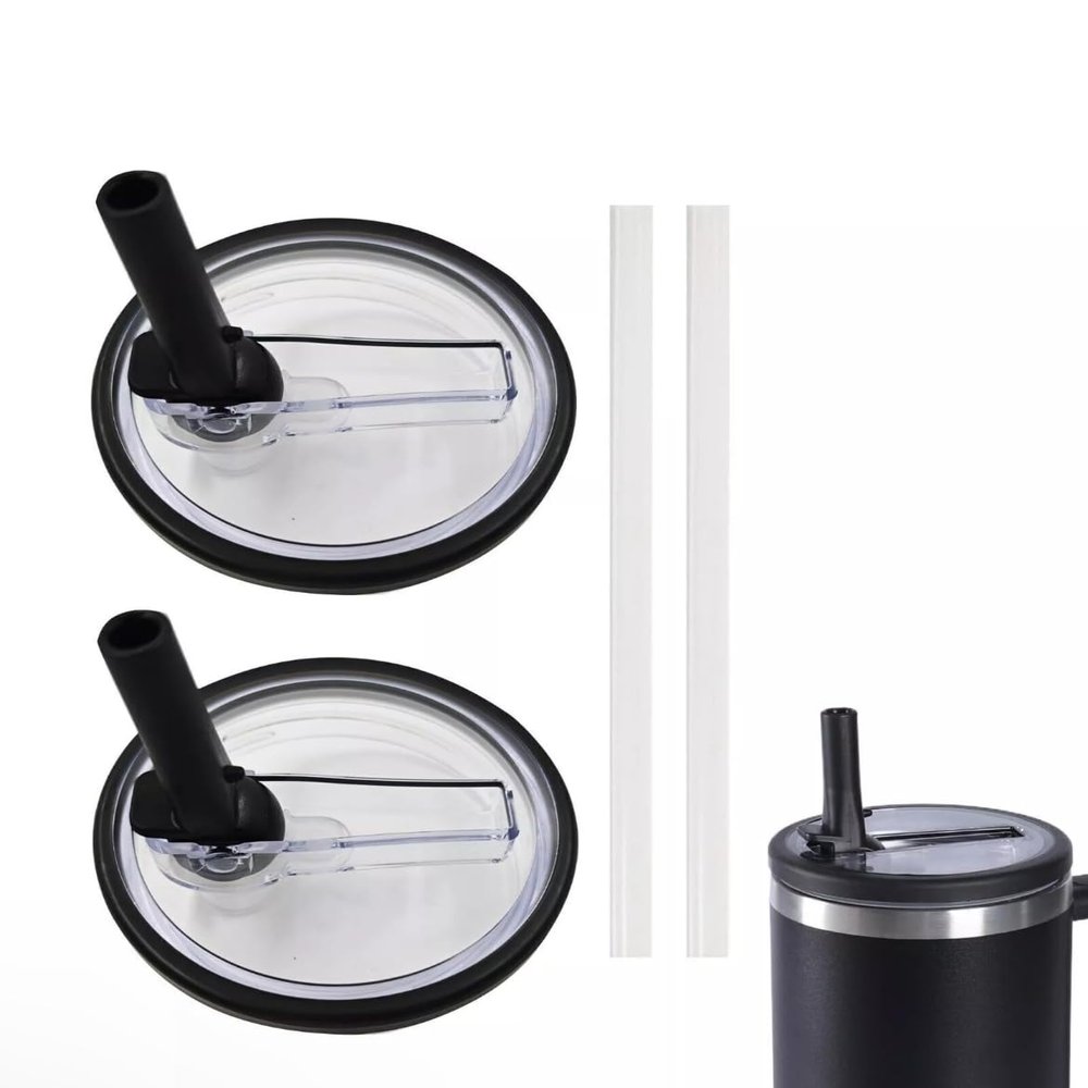 2-Pack Replacement Lids for Stanley Quencher 40oz Tumblers Splash Resistant & Leak Proof Flip Straw Lids Compatible with 40 oz Cups (Black)