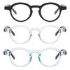 bullabulling 3 Pack Retro Round Reading Glasses Mini Small Comfortable Readers for Women Men Blue Light Blocking (black/clear/blue, 0, x) view 2