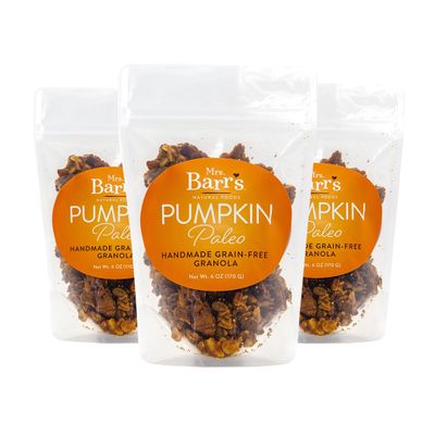 Mrs. Barr's Natural Foods Granola | Pumpkin Paleo | Handmade Grain-Free Granola | Small Batch | Gourmet Quality | Real Ingredients | 6 Ounces (3 Pack)