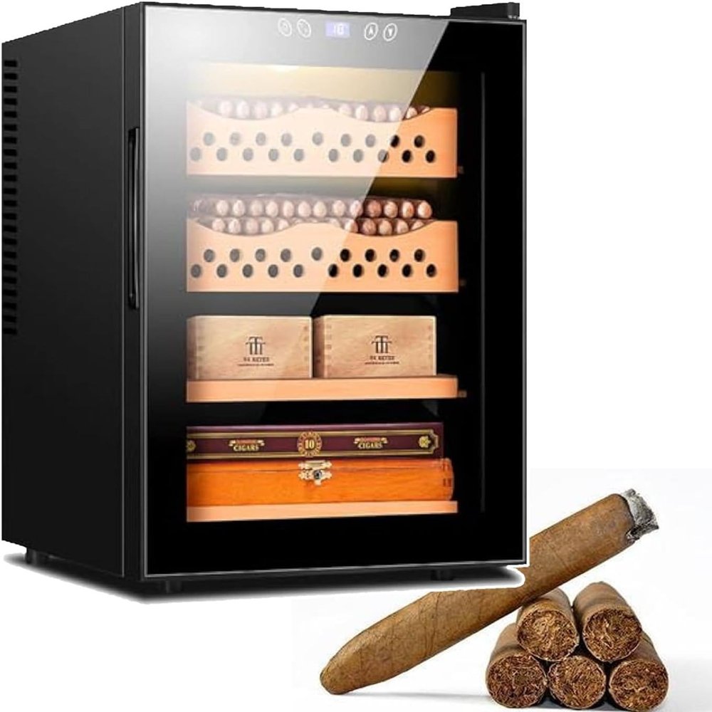 50L Cigar Humidor Cabinet, Intelligent Electric Cigar Humidor,with Spanish Cedar Cedar Wood Shelf & Drawer, for Cigar Enthusiasts