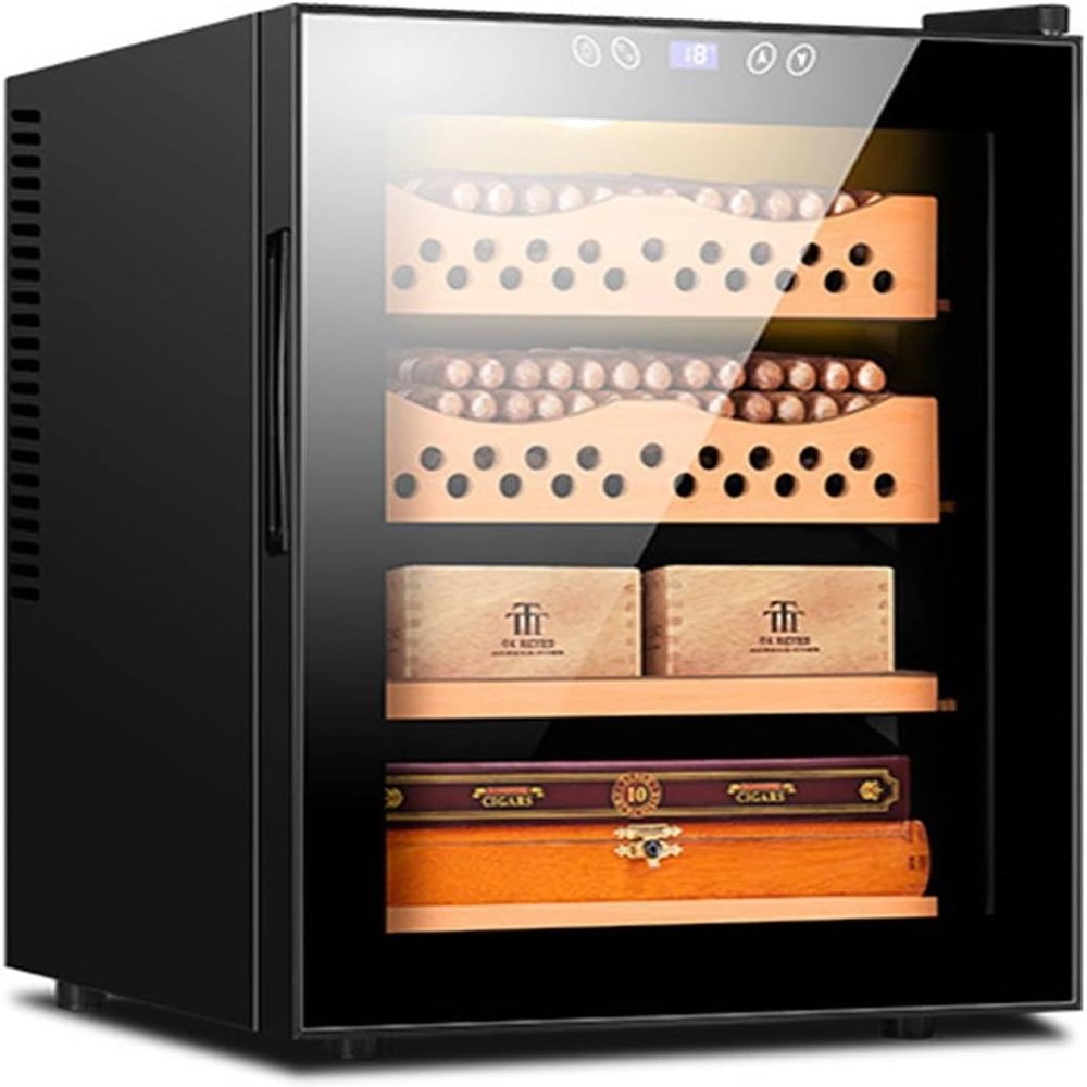 Electric Cigar Cabinet- Cigar Humidors 50L with Humidity Adjustment Function Constant Temperature Cigar Cabinet Dual-core Refrigeration can Hold up to 300 Cigars