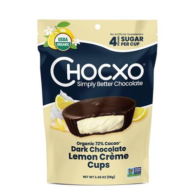 Chocxo Organic Dark Chocolate Lemon Creme Cups, 3.45 OZ