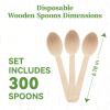 ECOLipak 300 Count Wooden Disposable Spoons, Compostable Wooden Spoons for Party, Camping, Traveling, Family Dinners view 2