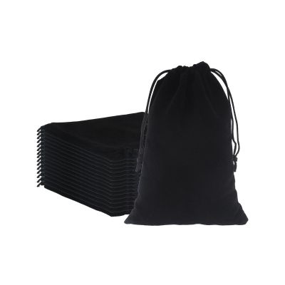 Ulifestar Small Velvet Gift Bags with Drawstring, Soft Velvet Gift Bags,Velvet Double Drawstring Cloth Bags for Jewelry Bracelet,Headphone,Bead,Gift,Candy,Gadgets (Black, 5 * 7cm/1.97 * 2.76")