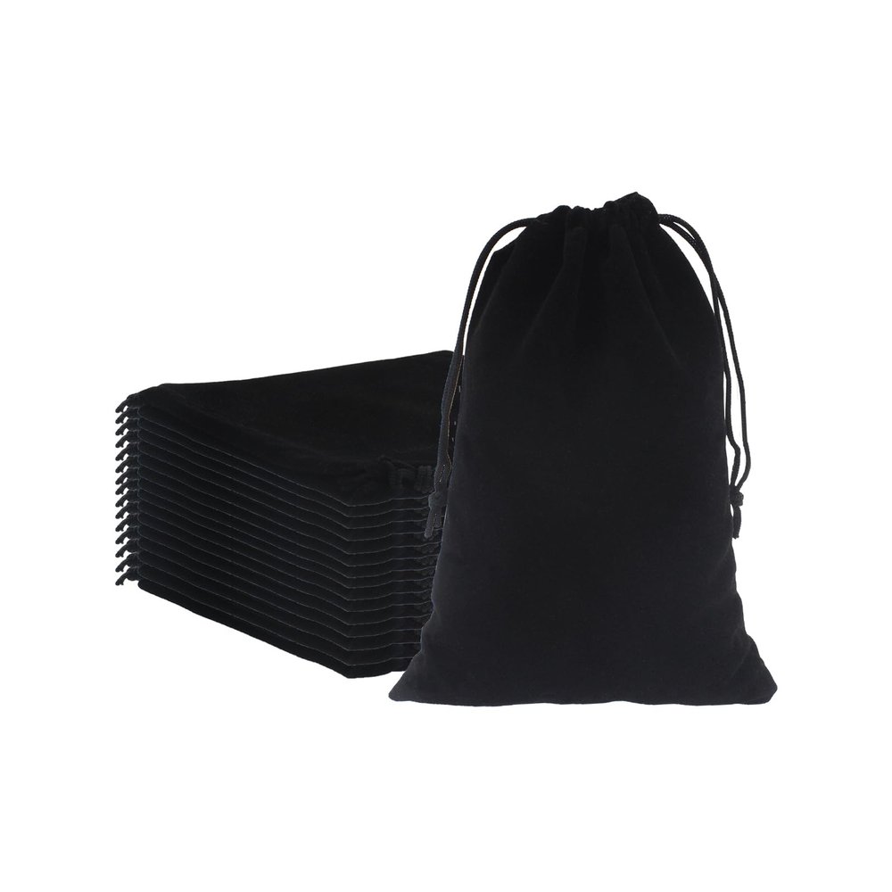 Ulifestar Small Velvet Gift Bags with Drawstring, Soft Velvet Gift Bags,Velvet Double Drawstring Cloth Bags for Jewelry Bracelet,Headphone,Bead,Gift,Candy,Gadgets (Black, 5 * 7cm/1.97 * 2.76")