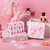 Vnaaem Pink Christmas Wrapping Paper 6 Xmas Style Bulk Santa Nutracker Christmas Trees and Reindeer Designs Folded Flat for Winter Holiday - 20 X 28 Inches (6 Folded Sheet) view 2