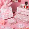 Vnaaem Pink Christmas Wrapping Paper 6 Xmas Style Bulk Santa Nutracker Christmas Trees and Reindeer Designs Folded Flat for Winter Holiday - 20 X 28 Inches (6 Folded Sheet) view 3