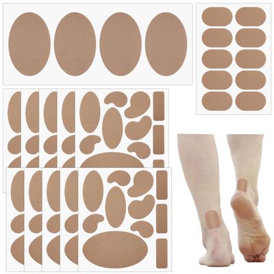 124 Pcs Moleskin for Blisters Adhesive Prevention Pads, 12 Sheets Moleskin for Feet Blisters Soft Cotton Mole Skin Tape Strips for Feet Heel Padding, Shoes Boots Hiking Reduce Friction Pain Relief