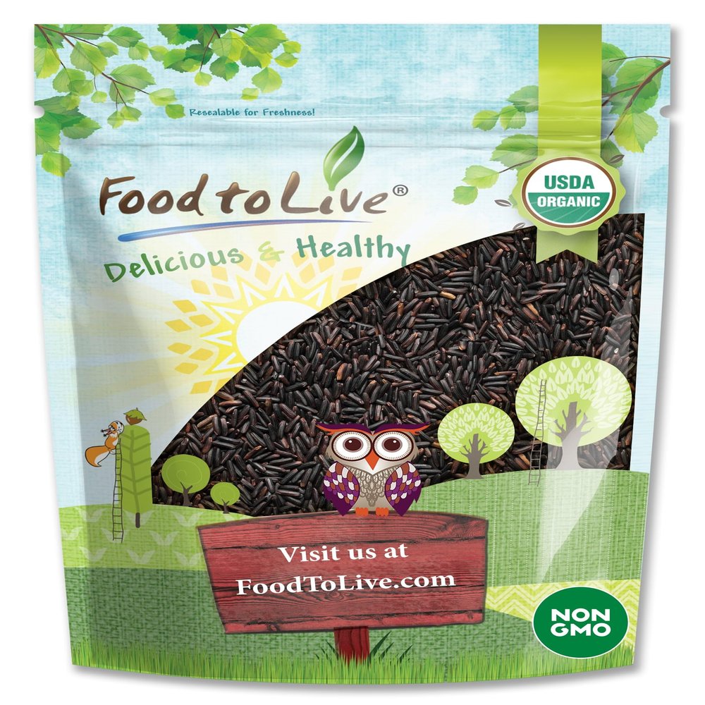 Food to Live Organic Black Rice, 1.5 Pounds  Whole Grain Non-GMO Rice. Nutty and Sweet Flavor. Rich in Antioxidants and Dietary Fiber. Kosher, Vegan.