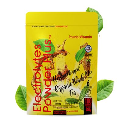 PowderVitamin Electrolytes Powder Plus (100 Servings) Unsweetened Black Tea Electrolyte Powder Keto,SugarFree,Pink Himalayan Salt,1000mgPotassium,150mgCalcium,150mgMagnesium,Hydration Powder NO STEVIA