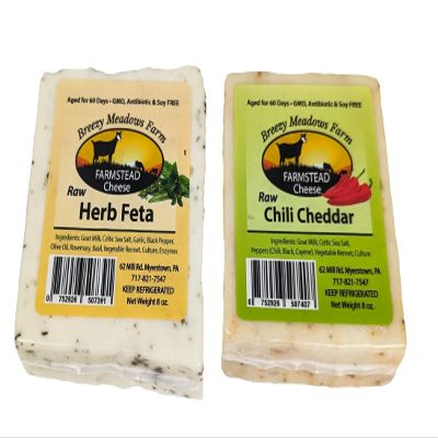 Breezy Meadows Herb Feta and Raw Chili Cheddar 8 oz (Pack of 4)