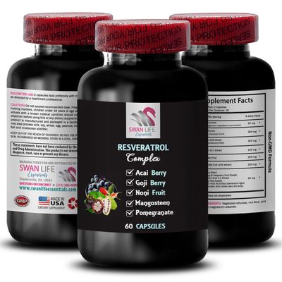 Energizing Support - RESVERATROL COMLEX - Whole Fruit, Natural Combination, Black Cherry Balance, Daily Antioxidants, Polyphenol Complex, Grape Skin Boost, Berry Fusion, Active 1 Bottle 60 Capsules