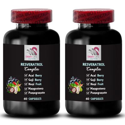 Berry Power - RESVERATROL COMPLEX - Hydration Factor, Daily Antioxidants, Energizing Support, Nutrient Rich, Acai Berry Energy, Goji Berry Shine, Refreshing Flavor, Balanced 2 Bottles 120 Capsules