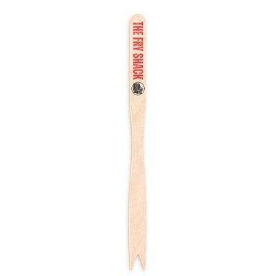 5.5" Custom Wooden French Fry Fork  Personalized Full-Color Printed Picks for Stylish Fry and Appetizer Presentation  Ideal for Fries, Finger Foods, and Stylish Table Settings - 50 pack