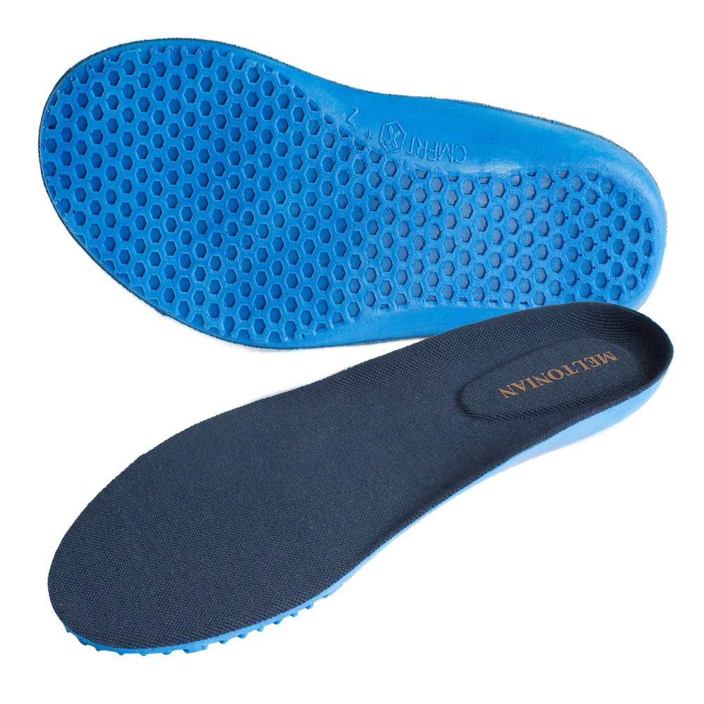 Meltonian Player Polyurethane PU Contoured Insoles, Blue and Black (6/7 Women)