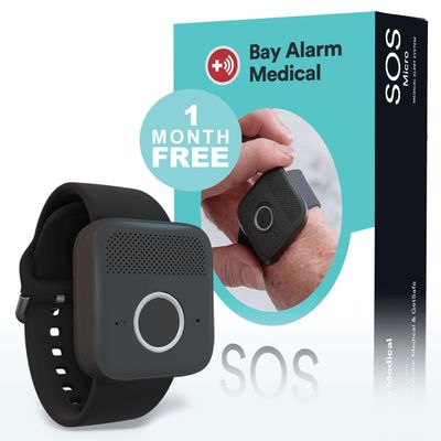 Bay Alarm Medical SOS Micro - 24/7 Medical Alert with Optional Fall Detection for Seniors - Call to Activate - Location Tracking - Medical Alert System with Elderly Tracking - Panic Button for Seniors