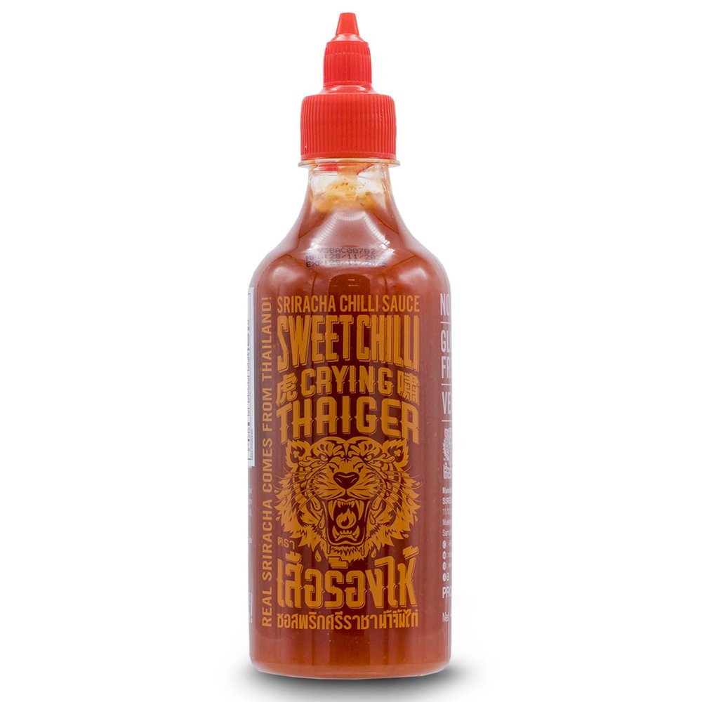 Crying Thaiger Sriracha Sweet Chili Sauce in Squeeze Bottle 18.9 Ounce, Vegan, Gluten Free, Non-GMO, from Thailand (Pack of 12)
